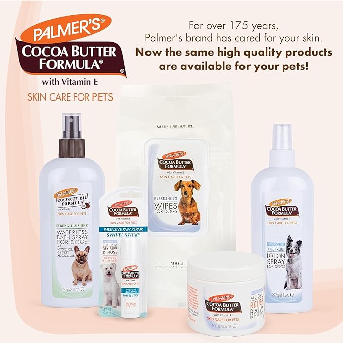 Palmer’s for Pets Cocoa Butter Formula Refreshing Wipes for Dogs and Puppies - Paraben Free, Phthalate Free Dog Grooming Wipes with Vitamin E, Gentle Daily Use, 100 Count - 3 Pack