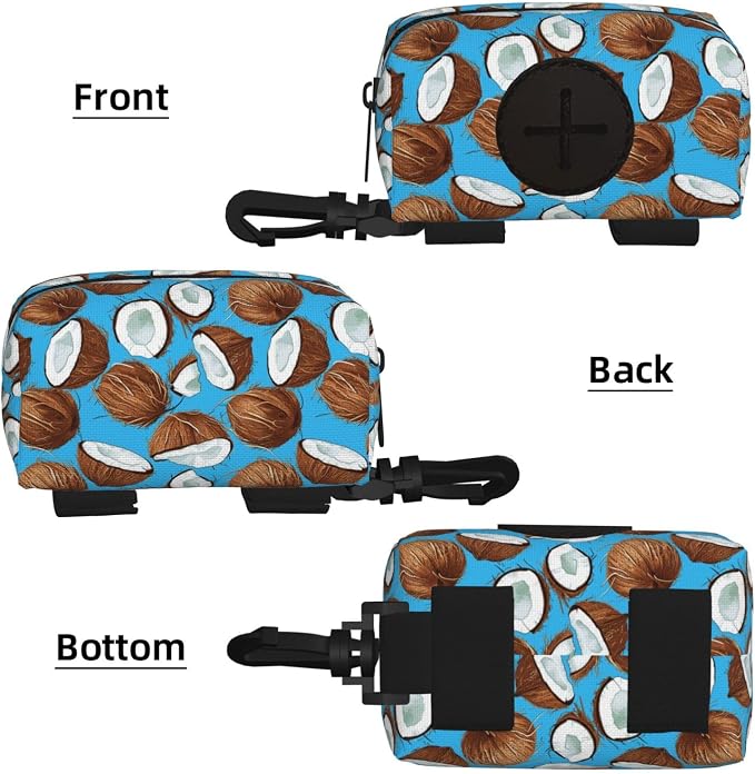 Coconut Pet Waste Bag Dispenser 0.2L | Portable Dog Poop Holder Waste Bag With Zipper Park Doggy Walking Accessory