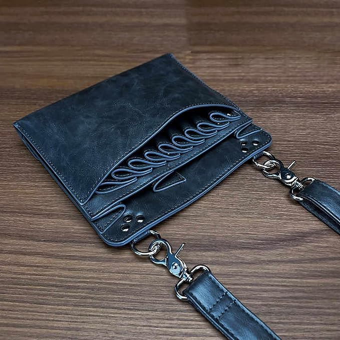 hair stylist waist bag, Leather Salon Hair Stylist Barber Scissors Shear Holster(Brown)