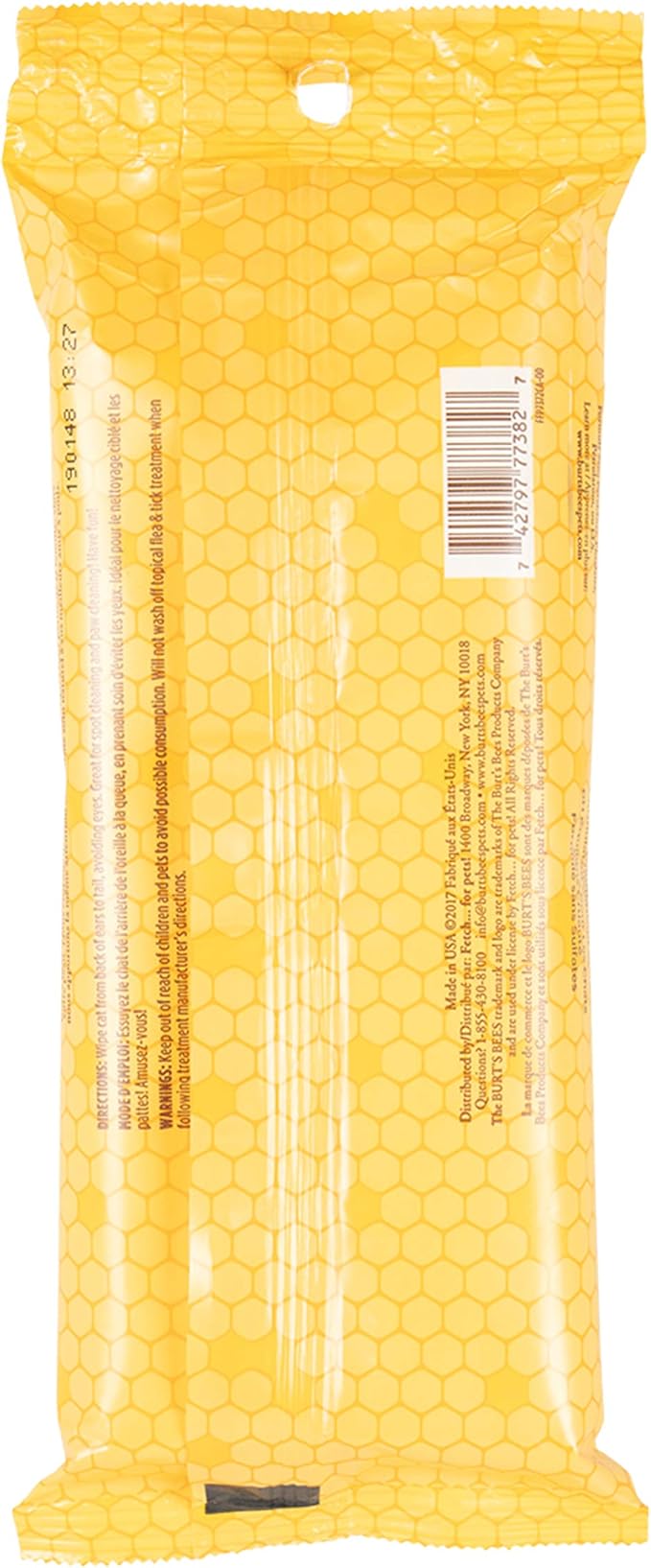 BURT'S BEES FOR PETS Cat Dander Remover Wipes, Unscented Soft Grooming Cloths with Colloidal Oat Flour + Aloe, Helps Reduce Flaking Between Baths for Cats & Kittens, 50 Count - Pack