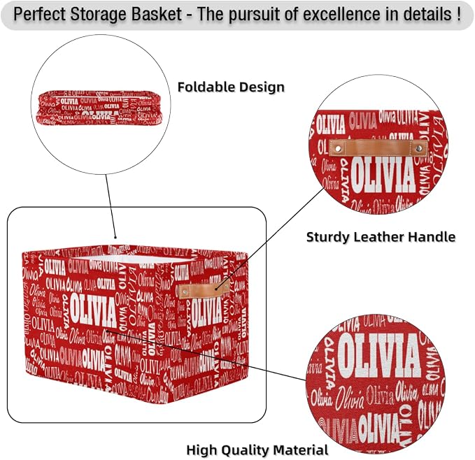 Custom Rectangle Storage Basket Perfect for Rooms/Playroom, Red Color | Organizing Boys Girls Pets Toys Closet Shelf Clothes Books