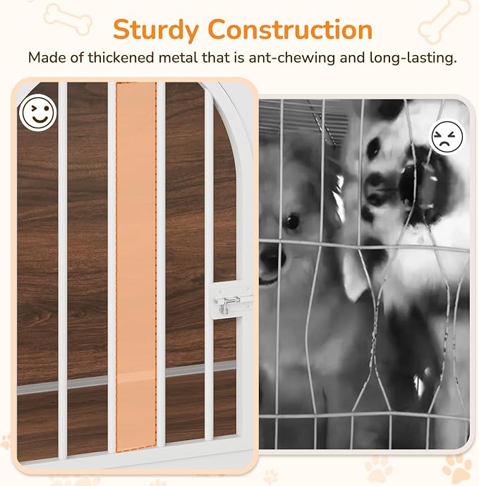 YATINEY 37.4" Dog Crate Furniture Foldable, Assembly-Free Dog Kennel | Arched Design, Collapsible Dog Crate, Dog Cage End Table, with Secure Door Lock, for Living Room, Hallway, Bedroom
