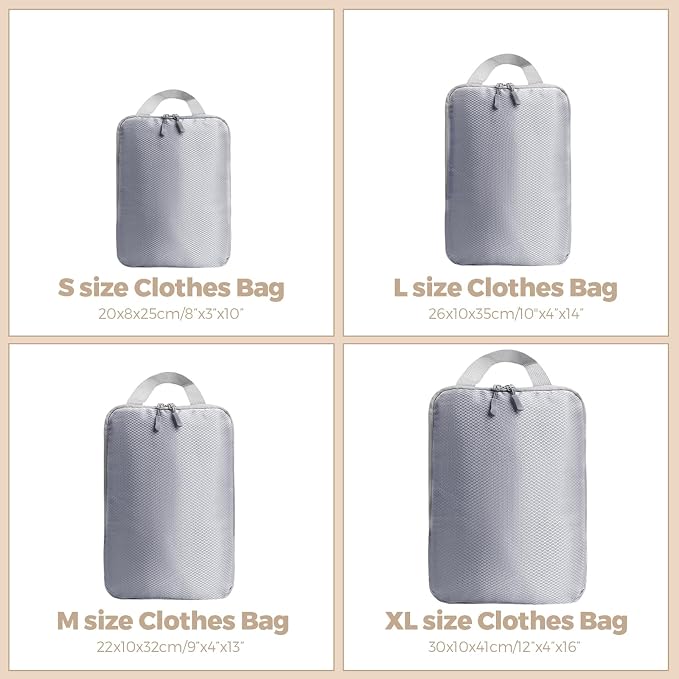 LANSKLBD 6/8 Set Packing Cubes for Suitcases Travel Luggage Packing Organizers,Travel Accessories Essentials Luggage Organizer with Shoe/Tioletry/Laundry Bag (Grey-1, 4 set)