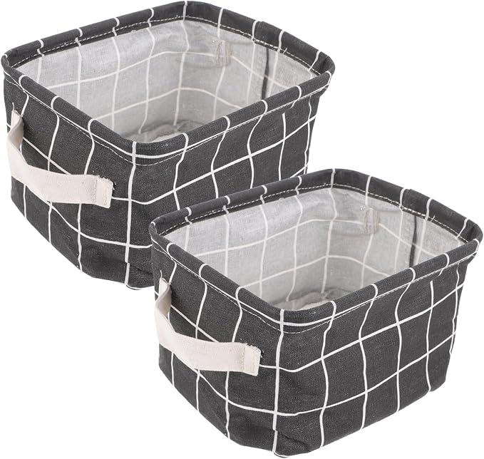 DOITOOL 2pcs Cotton Linen Storage Baskets Handles Versatile Organizer for Pet Items Cosmetics and Sundries and Portable Home Storage