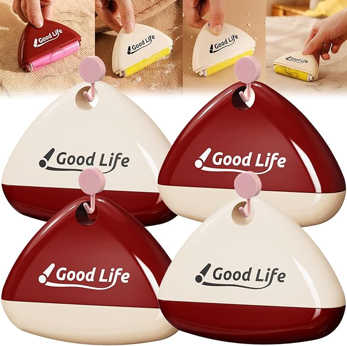 Good Life Lint Roller, Portable Washable Lint Roller, Washable Reusable Lints Rollers for Pet Hair Extra Sticky, Lints Remover for Clothes, Travel, Fur, Hair, Dust, Thread, Grime & Pet Hair (4pcs)
