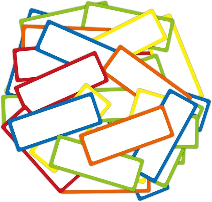 Colored Border Dry Erase Magnetic Labels 3.1x1.2 Inch, Reusable Magnetic Dry Erase Labels for Classroom Office Whiteboards，Pack of 40