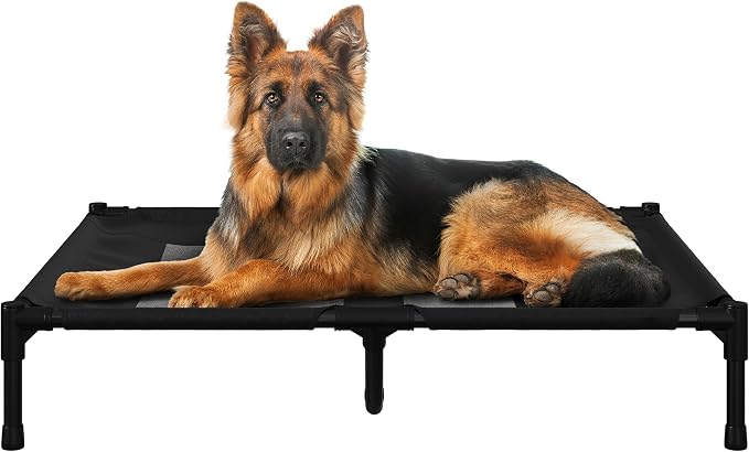 PETMAKER Elevated Dog Bed - 36x30-Inch Portable Pet Bed with Non-Slip Feet - Indoor/Outdoor Dog Cot or Puppy Mattress for Pets up to 80lbs (Black)