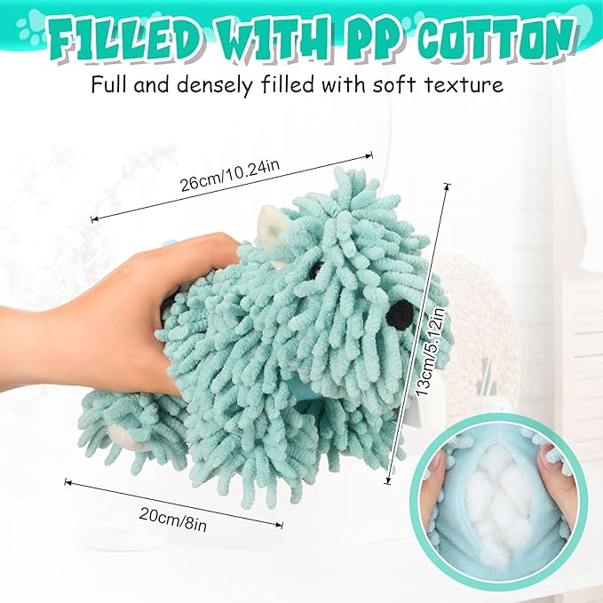 Tegeme 1 Pcs Chenille Dog Hand Towel Fuzzy Dog Towel Absorbent Microfiber Soft for Bathroom Kitchen Washstand (Green)