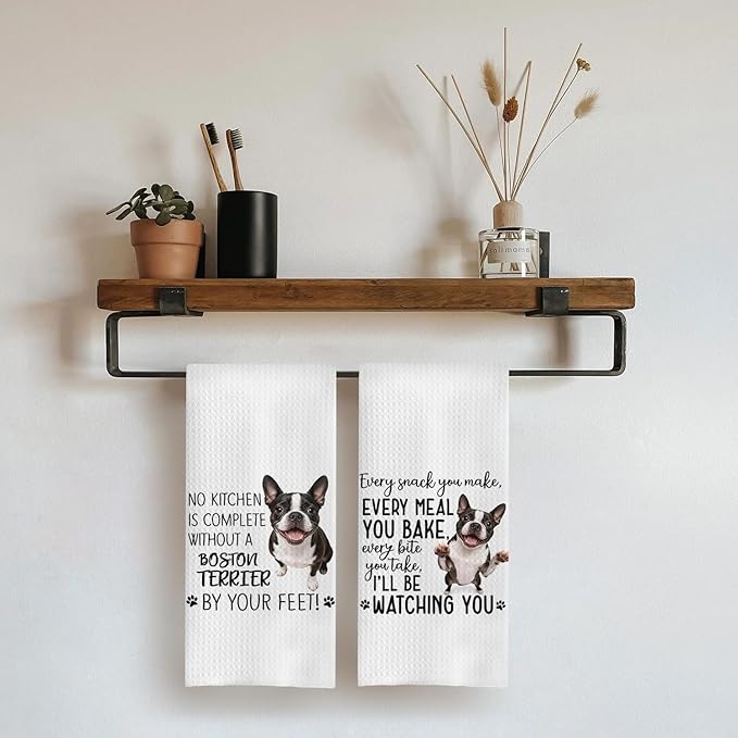 Boston Terrier Dog Kitchen Towels Set - Boston Terrier Gifts for Dog Lovers Women, Dogs Hand Towels Dish Towels Decor, 16x24 Inch,Set of 2