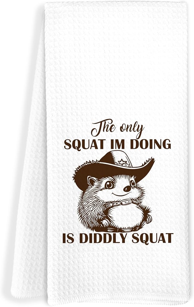Funny Cowboy Hedgehog Kitchen Towels, Hedgehog Gifts Dish Tea Towels for Kitchen Decor, Humorous Sarcastic Gifts for Women Men Hand Towels for Bathroom, 16x24 Inch