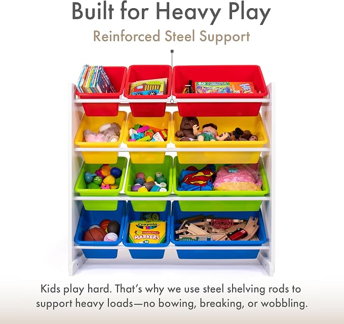 Humble Crew Kids Toy Organizer with 12 Bins, 4 Tier Storage for Playroom