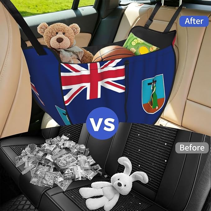 Flag of Montserrat Car Seat Organizer-Backseat Storage Bag for Travel | Waterproof Durable. Holds Snacks Gear Essentials. Fits Most Cars.