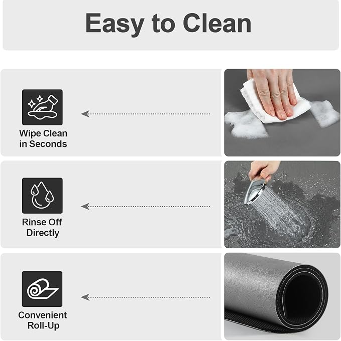 Ecotrim Coffee Mats for Coffee Bar Accessories, Dark Grey 17" x 31.5"