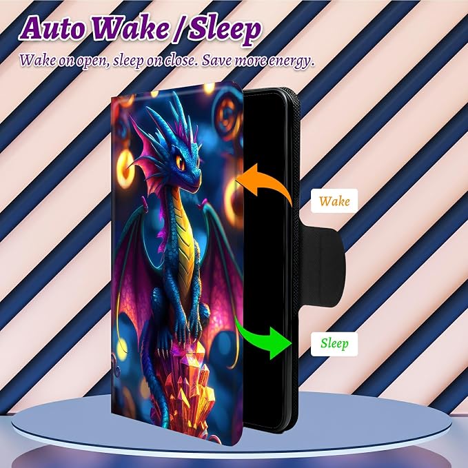Rotating Handle Case for Samsung Galaxy Tab S10+ Plus 2024/S9 FE+ Plus/S9+ Plus 12.4" 2023, 360 Degree Swivel Kickstand with Magnetic Closure Leather Protective Cover, Blue Dragon