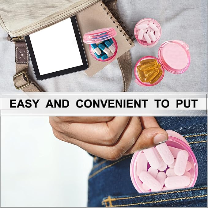 UHOUSE Small Pill Box (3 Pack), Daily Mini Pill Organizer Portable for Purse Pocket,Travel Pill Case Medicine Storage Container Earplug Case(Red)