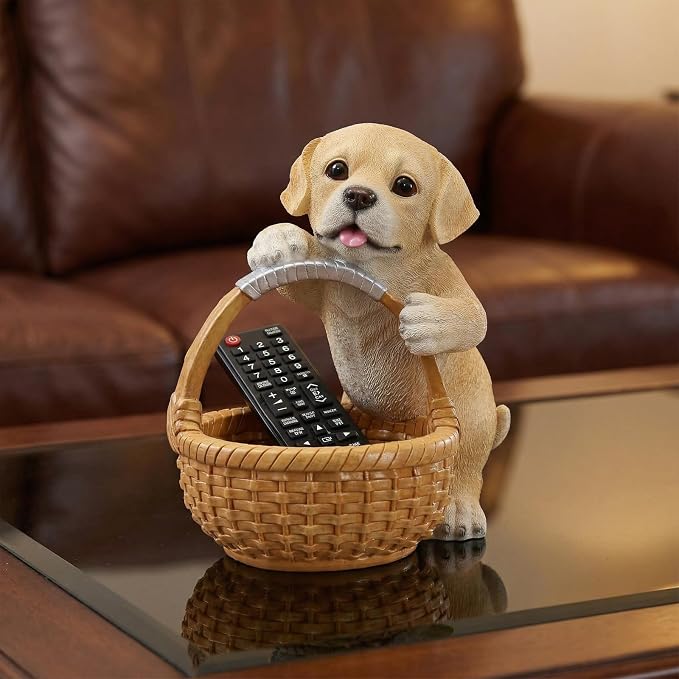 Unique Golden Retriever Gifts, Resin Puppy Statue Storage Basket for Desk, Decorative Key Bowl for Entryway Table, Candy Dish & Funny Decor