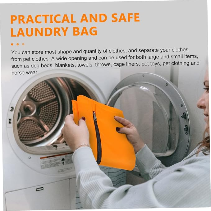 Ipetboom Pet Laundry Bag Capacity Mesh Washer Bag for Dog Clothes Tangle and Deformation Portable Storage and Travel Organizer Lightweight in Orange