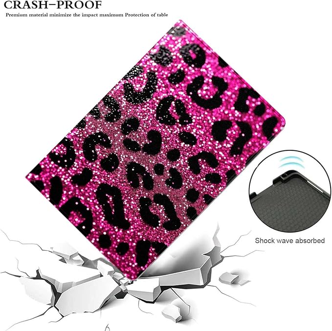 for Samsung Galaxy Tab A8 10.5 Inch 2022 (SM-X200/X205/X207) Tablet Case,Premium Leather Folio Stand Auto Wake/Sleep,Multiple Viewing Stand,Hot Pink Leopard