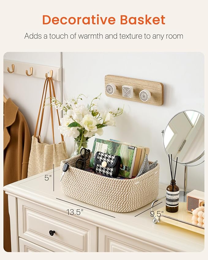 KALLAX Small Woven Storage Basket for Organizing, 13.5x9.5x5 inches, 3 Pack | Shelf baskets for closet organization, toy storage and home decor, Perfect as empty gift baskets for holidays, Brown