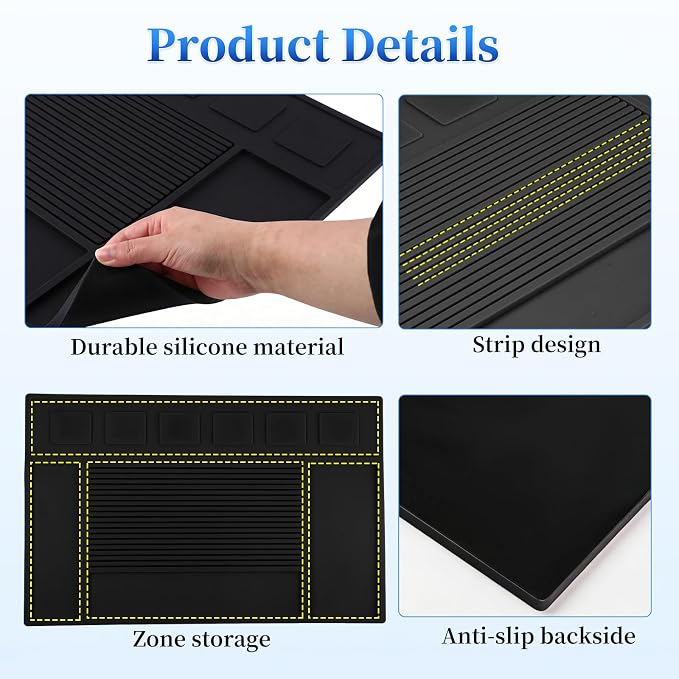 Magnetic Barber Mat for Clippers, Station Organizer with 6 Magnets | Silicone Material, Anti-Slip Surface, Heat-Resistant, Waterproof, Easy Clean, Tool Slots Design, For Barbershop & Salon