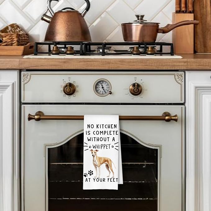 Whippet Funny Dog Kitchen Towels - A Kitchen is Not Complete Without A Whippet Waffle Weave Hand Towels for Home Bathroom Decorative,Dog Lovers Gift,16×24 Inch