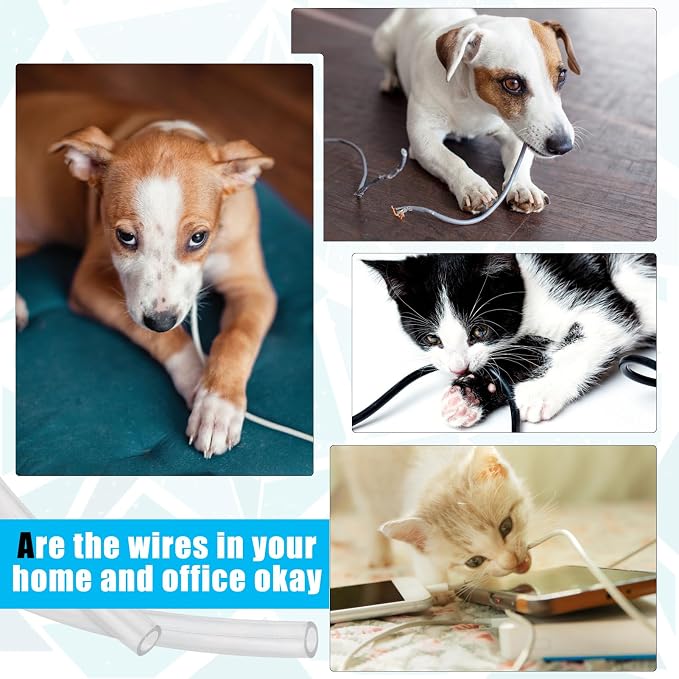 Cord Protectors from Pets No Chew - Heavy Duty Wire Cover & Transparent Cable Sleeve (1/2in Dia, 30ft Length, 2mm Thick) - Puppy Proof Cord Covers for Electrical Wires, TV Cables, Chargers (30FT)