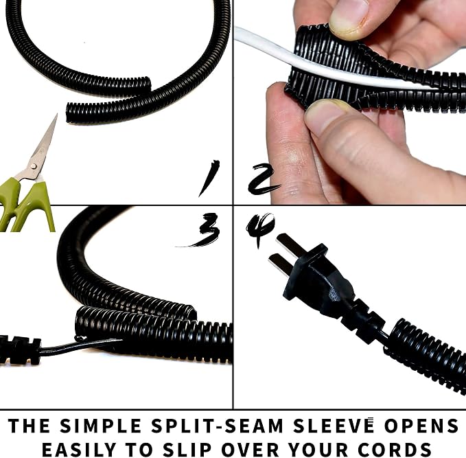 30 ft Dog Cat Cord Protector Electric Wires Covers Wire Loom Tubing Protect Wires from Rabbits, Cats and Other Pets