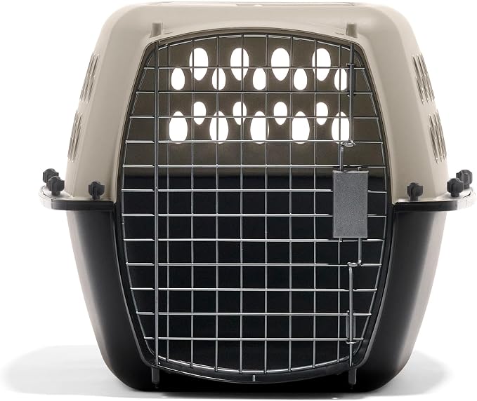 Petmate Vari Dog Kennel, Carrier, 10 to 20lbs, 24in, Taupe and Black | Airline Friendly and Made of Durable Plastic, This Pet Crate Works Great for Home and Travel