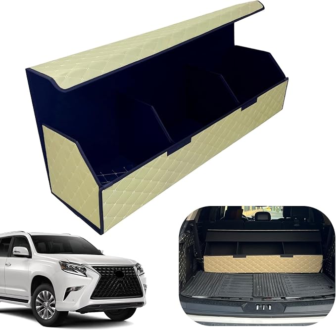 Car Trunk Organizer for For GX - Custom Fit,Easy Installation，Large Space Outdoor Trunk Organizer with Leather,Hook and Loop Fastener,4-Layer Cover,For GX 460 2010-2023