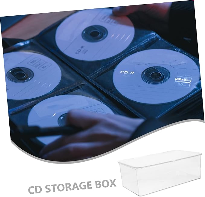 Portable CD Organizer Box with Lid, PET Dustproof Large Capacity | Dvd Storage Container for Home or Office, Media Holder, Space Saving Organizer for Discs