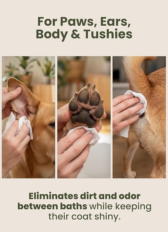 Pogi’s Dog Grooming Wipes – Hypoallergenic Pet Wipes for Paws, Body & Butt – Cleaning & Hydrating, Green Tea Scent, 400-Count