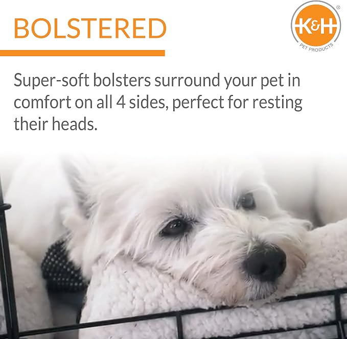 K&H Dog Crate Pad, Ultra Plush Deluxe Bolster Bed for Large Crates, Fleece | Dog Bed for Large Crates, Kennels, and Cages, Soft Indoor Portable Machine Washable Pet Mat