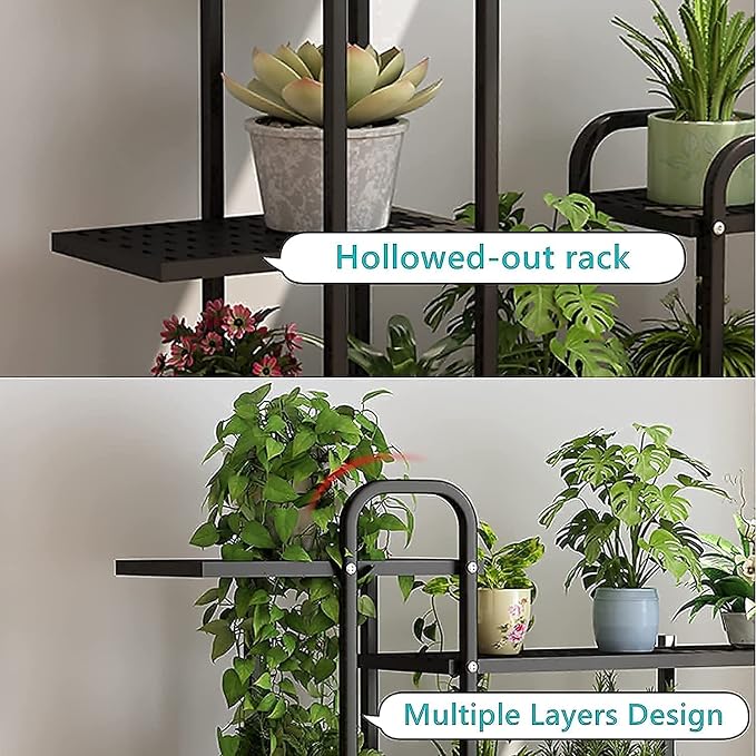 Large Metal Plant Stand with Wheels for Indoor Plants 39.4X11.0X56.3 inches Display Stand Movable Metal Plant Stand for Garden Patio Home Decor Easy to Install. (Color : Black)