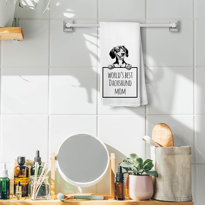 Funny Dachshund Dog Kitchen Towels and Dishcloths, Dachshund Gifts for Women, Weiner Dog Gift, Gifts for Dogs Mom Lovers Drying Cloth Hand Towels for Bathroom Kitchen Decor, 16x24 Inches