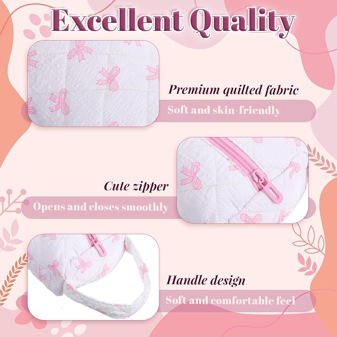 JJUNW 1 Pc Hair Tools Organizer Bag with Bow Pattern, Travel Bag Quilted Cosmetics Toiletry Organizer, Portable Pink Haircare Accessories for Curling Irons, Flat Irons, Hair Dryers Tools(Type 2)