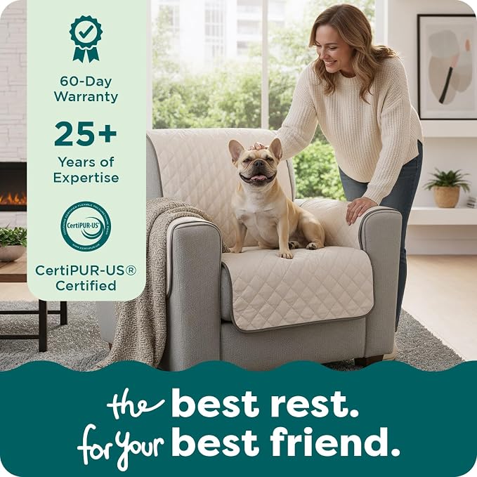 FurHaven Water-Resistant Sofa Cover for Dogs & Cats, Reversible Couch Protector with Secure Straps and Pinsonic Quilted Fabric, Machine Washable Couch Cover, XL Sofa, Gray Mist