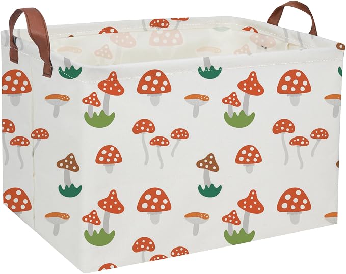 Kids Basket Mushroom Baskets Boys and Girls Basket Rectangular Cute Storage Bin for Room Decor(Mushroom)