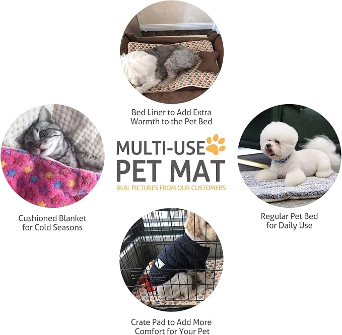 Mora Pets Dog Crate Pad Bed Ultra Soft Pet Mat Star Print Brown 35 x23 Inch | Washable Crate Mat for Small Medium Large Dogs, Reversible Fleece Dog Crate Kennel Mat Flat Cat Bed Liner