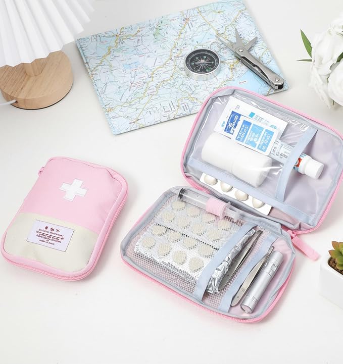 2 Pcs Small First Aid Pouch, First Aid Kit Empty Oxford Fabric | Mini Portable Medical Bag, with 2 Different Sizes, for Outdoor, Indoor, Camping Hiking Traveling Sports Car Home Emergency