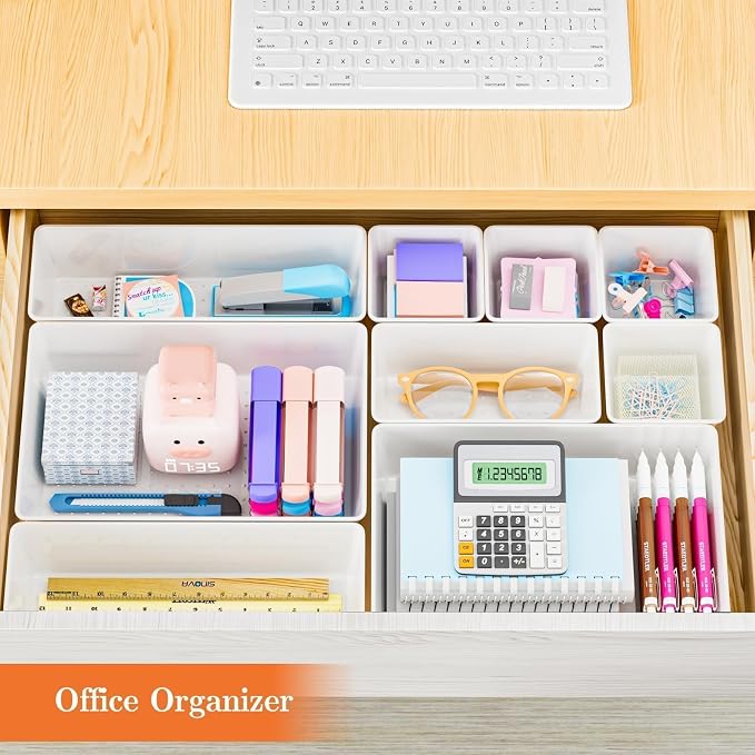 SpaceHacks 25 PCS Plastic Drawer Organizer, 4-Size Versatile Organizer Trays & storage Bins