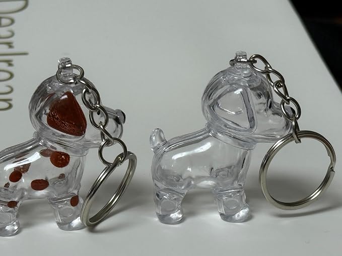 EPMANN 4Pcs Dog Hair Collector Keychain Charm Memorial Storage Box, Transparent Bottle for Pet Hairs Keychain