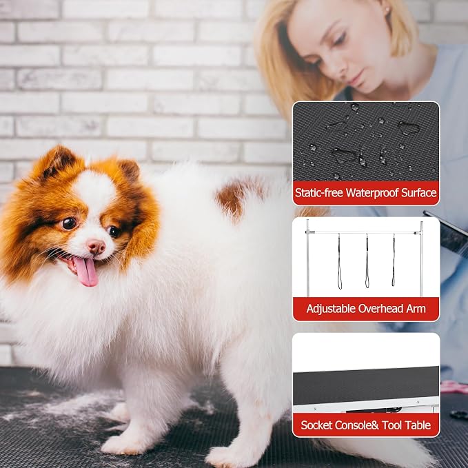 Professional Electric Grooming Table for Dogs At Home, Capacity 264 LBS Dog Grooming Table, Height Adjustable Pet Grooming Table With Dog Grooming Arm, Anti Slip Tabletop, Tool Organizer