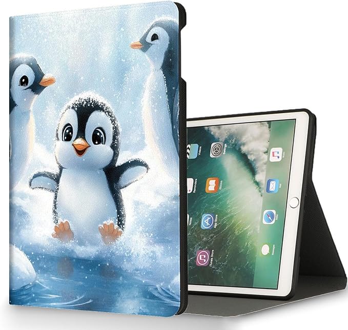 for Microsoft Surface Pro X/Pro X Plus-13 2019/2020/2021/2024 Tablet Case,Auto Wake/Sleep,Adjustable Stand Protective Cover - Cute Penguin Cartoon