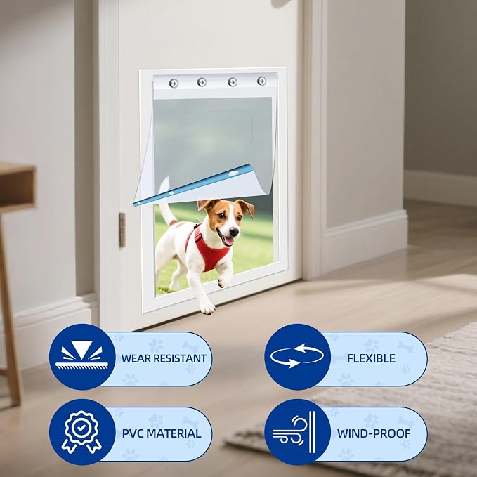 2 Pack Large Dog Door Replacement Flap, Clear Heavy-Duty Dog Door Flap for 18" x 9.84" XL Frames Weatherproof Design Fits Pets Up to 100 Lbs (2)