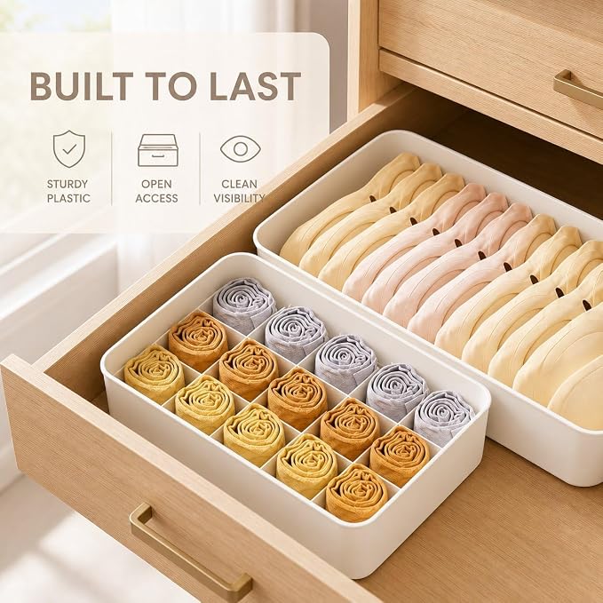 Wardrobe Drawer Divider Organizer, Stackable Drawer Divider for Underwear and Socks, Bedroom Use