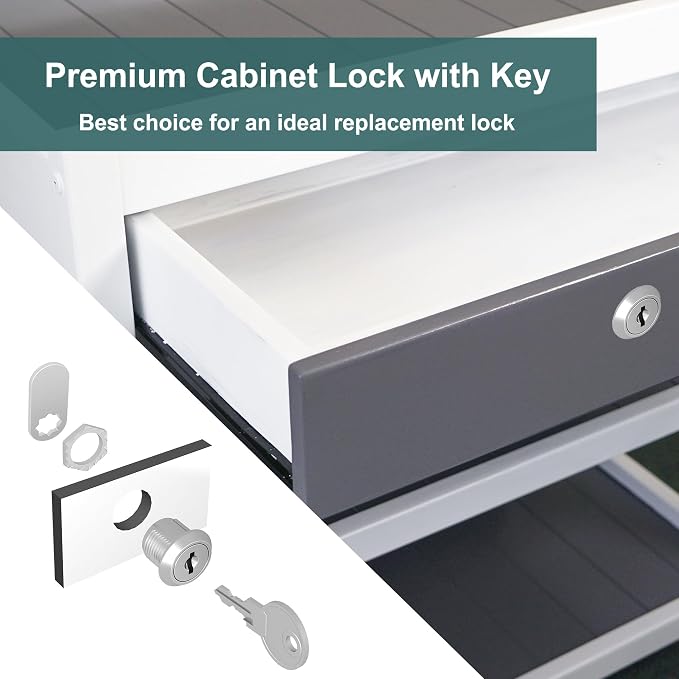 3 Pack Cabinet Locks with Key, 5/8" Cam Lock Keyed Alike, Cabinet Door Lock Secure File Drawer RV Storage Door, Drawer Lock Replacement Kit, Zinc Alloy