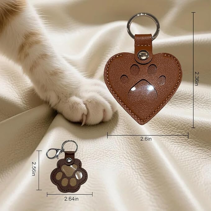 4-Piece Leather Pet Memorial Keychain, Fur Keepsake Holder Pendant | Pet Loss Remembrance Accessory, Heartfelt Memory Gift, Suitable for Cat & All Pet Lovers