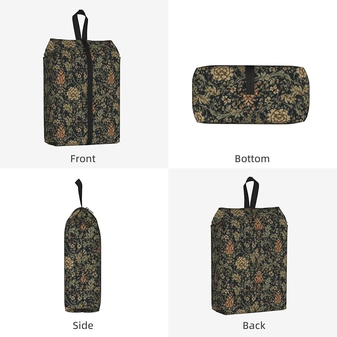 Morrisstyle Victorian Floral Travel Shoe Bag for Men & Women, Waterproof Shoe Storage Organizer with Zipper, Portable Shoe Pouch for Sneakers, Heels, Sandals, Gym & Travel Luggage 2PCS