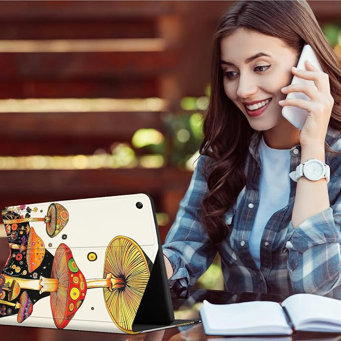 Case for Samsung Galaxy Tab A9+/A9 Plus 11" 2023 (SM-X210/X216/X218) | Slim Leather Smart Cover with Multi-Angle Anti-Slip Stand [Auto Wake/Sleep] Shell for Women Men - Mushroom Painting