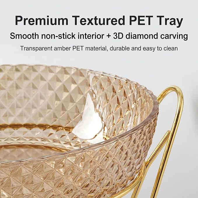 2 Tier Metal Fruit Basket Stand with Clear PET Bowl Trays, Ready to Use Countertop Vegetable Bread Storage Display Organizer Holder for Kitchen